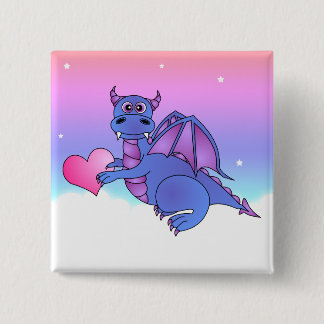 Cute Dragon Heart  Button - Pink -Purple