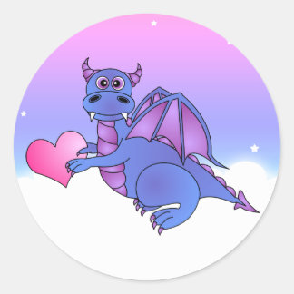 Cute Dragon Heart Stickers Blue - Pink -Purple