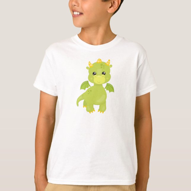 Cute Dragon, Little Dragon, Green Dragon, Magic T-Shirt (Front)