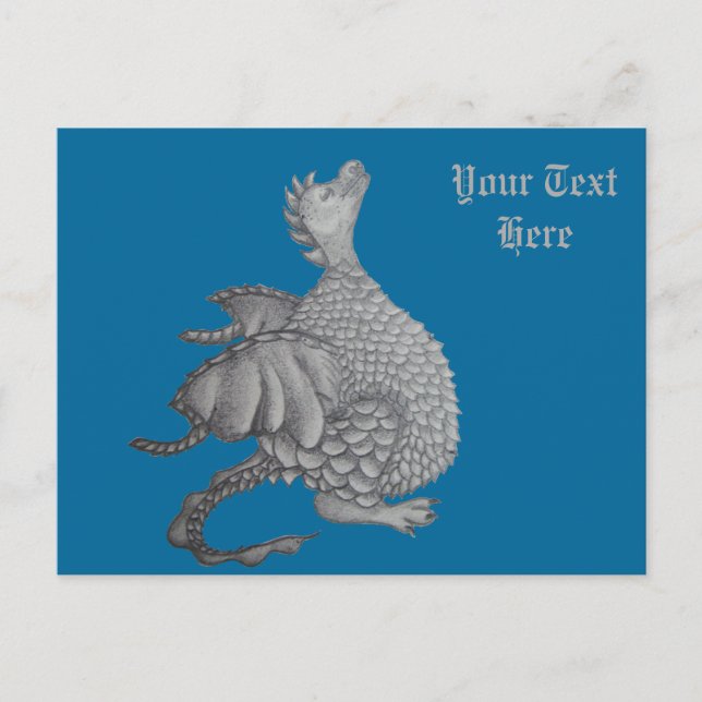 cute dragon mythical and fantasy creature art postcard (Front)