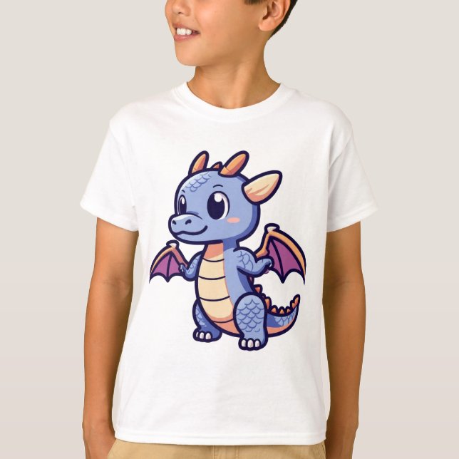 Cute Dragon Skull Mascot Anime Style Vector T-Shir T-Shirt (Front)