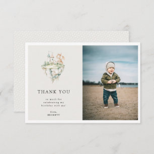 Cute Dragon Theme Birthday Party Photo Thank You Card