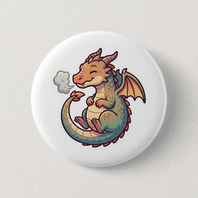Cute Dragon Zodiac 2 Inch Round Button (Front)