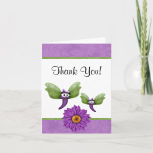 Cute Dragonflies and Flower Thank You Card
