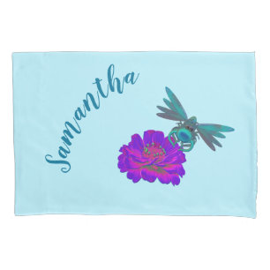 Cute Dragonfly And Bright Pink Flower Personalized Pillowcase