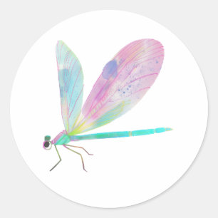Cute dragonfly classic round sticker