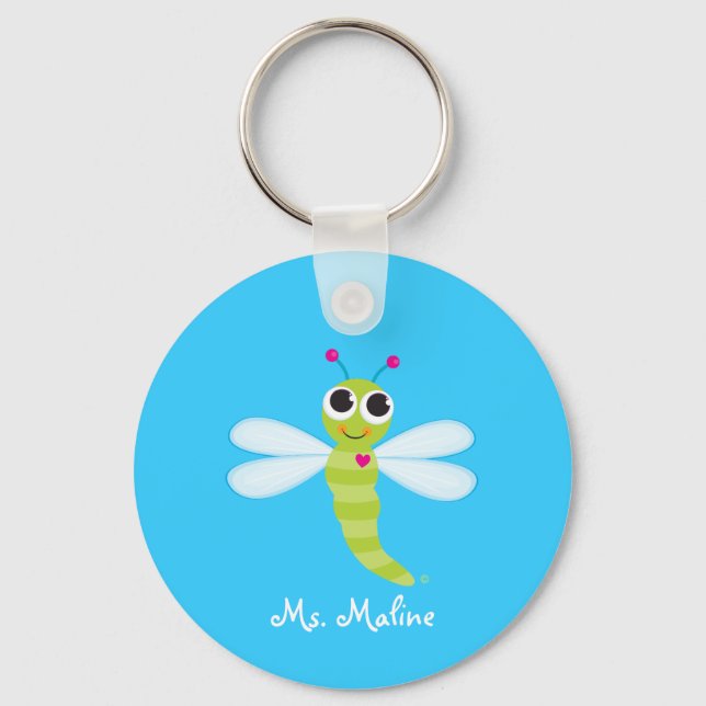 Cute Dragonfly Keychain - Personalized (Front)