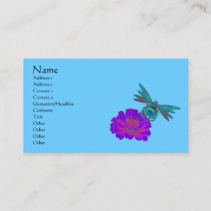 Cute Dragonfly On Zinnia Flower Business Card