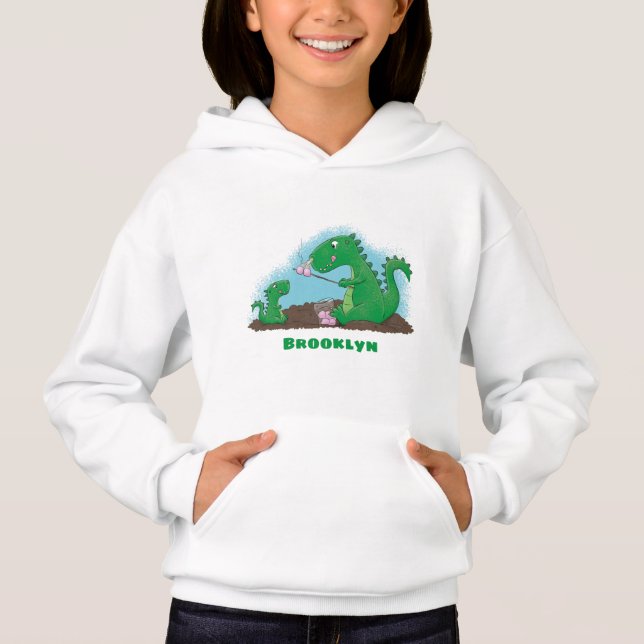 Cute dragons roasting marshmallows cartoon (Front)