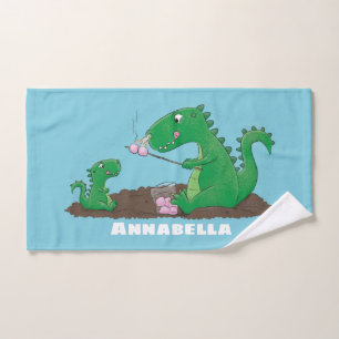 Cute dragons roasting marshmallows cartoon bath towel set