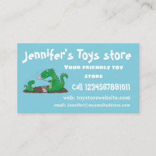 Cute dragons roasting marshmallows cartoon business card