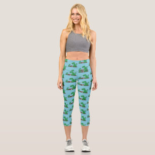 Cute dragons roasting marshmallows cartoon capri leggings