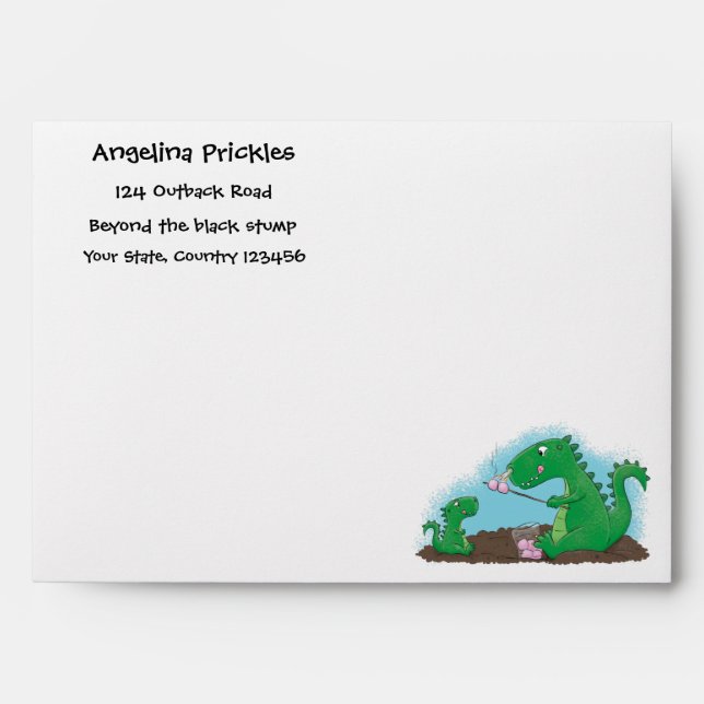Cute dragons roasting marshmallows cartoon envelope (Front)