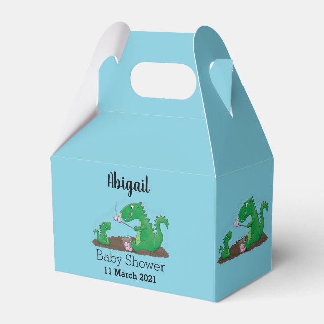 Cute dragons roasting marshmallows cartoon favor box (Front Side)