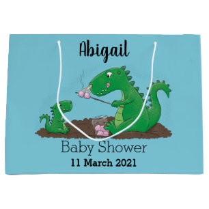 Cute dragons roasting marshmallows cartoon large gift bag
