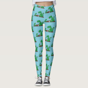 Cute dragons roasting marshmallows cartoon leggings