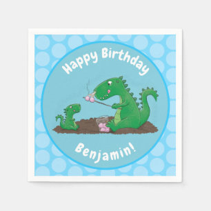 Cute dragons roasting marshmallows cartoon napkin