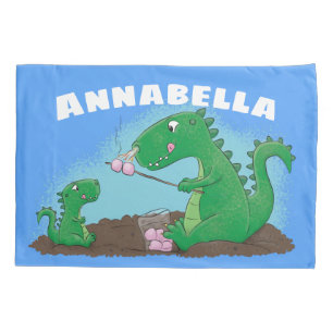 Cute dragons roasting marshmallows cartoon pillowcase