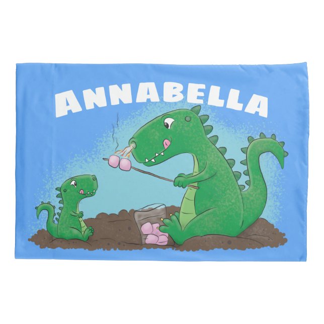 Cute dragons roasting marshmallows cartoon pillowcase (Back)