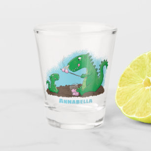 Cute dragons roasting marshmallows cartoon  shot glass