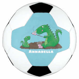 Cute dragons roasting marshmallows cartoon soccer ball