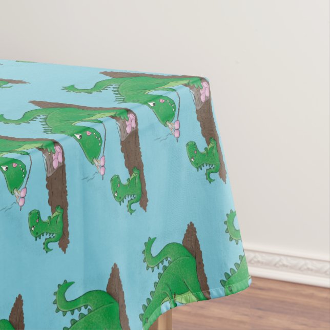 Cute dragons roasting marshmallows cartoon tablecloth (In Situ)