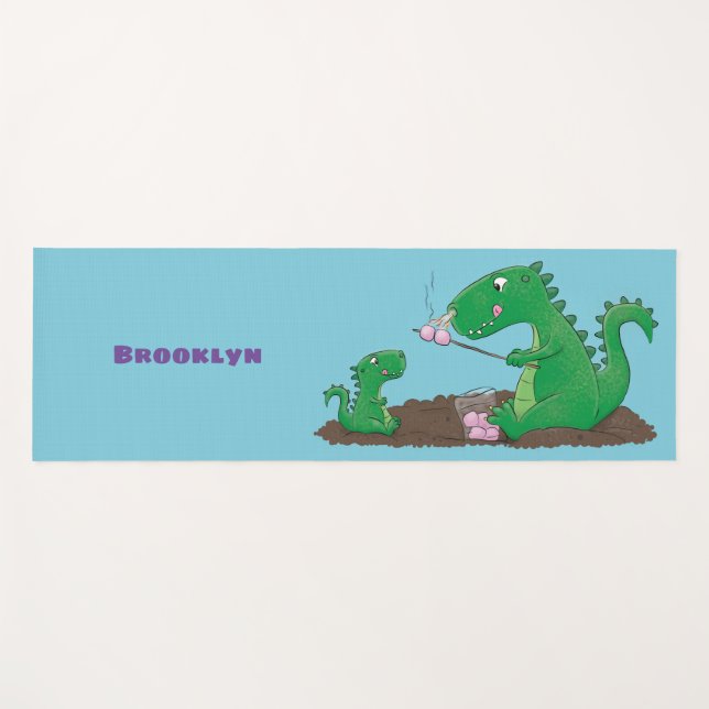 Cute dragons roasting marshmallows cartoon yoga mat (Front (Horizontal))