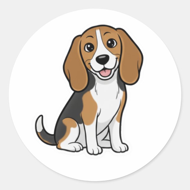 Cute drawing of a beautiful dog classic round sticker (Front)