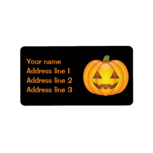 Cute Drawing Of A Halloween Jack O’Lantern Pumpkin Label