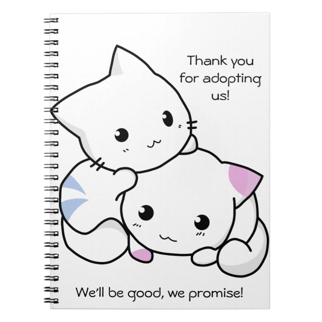 Cute Drawing of Boy and Girl Kitten in Love Notebook (Front)