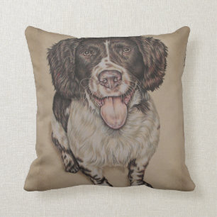 Cute Drawing of Happy Spaniel Throw Pillow