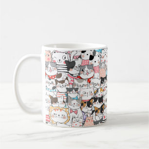 Cute drawn Cats kittens modern abstract design Coffee Mug