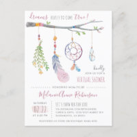 Cute Dream Catcher Tribal Feathers Virtual Shower