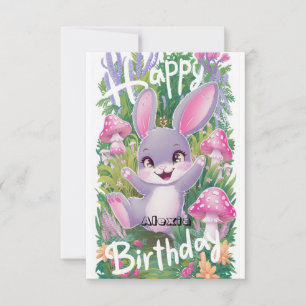Cute Dreamy Bunny Digital Birthday Card
