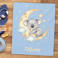 Cute Dreamy Koala on Crescent Moon