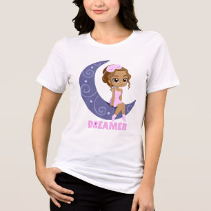 Cute Dreamy Moon Girl Dreamer Aesthetic White Tri-Blend Shirt