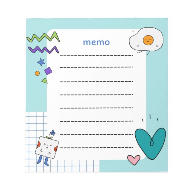 Cute Dreamy Pastel Doodle Memo  Notepad (Front)