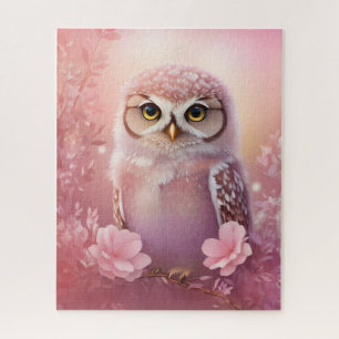 Cute Dreamy Pink Burrowing Owl  Jigsaw Puzzle