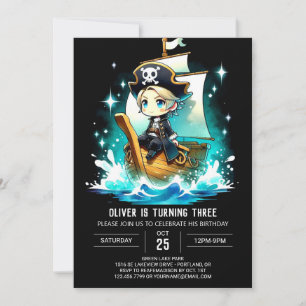 Cute Dreamy Pirate Birthday Invitation