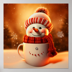 Cute Dressed Snowman Poster