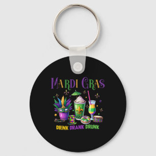 Cute Drink Drank Drunk Funny Mardi Gras Day Drinki Keychain