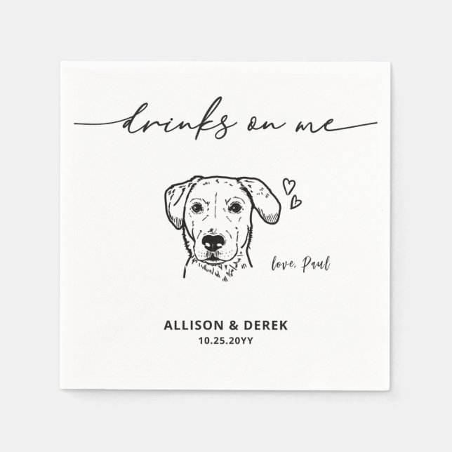 Cute Drinks on Me Labrador Retriever Dog Wedding Napkin (Front)