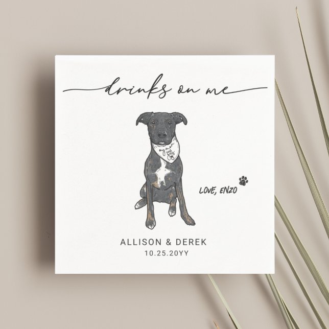 Cute Drinks on Me Pet Bandana Dog Wedding  Napkin (Creator Uploaded)