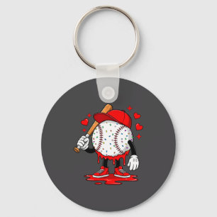 Cute Dripng Baseball Lover Valentines Day Boys Kid Keychain