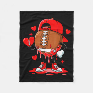Cute Dripng Football Lover Heart Valentines Day Bo Fleece Blanket