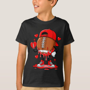 Cute Dripng Football Lover Heart Valentines Day Bo T-Shirt