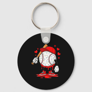 Cute Dripping Baseball Lover Valentines Day Boys K Keychain