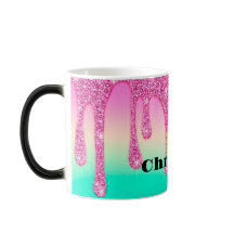 Cute Dripping Glitter Personalized Latte Mug