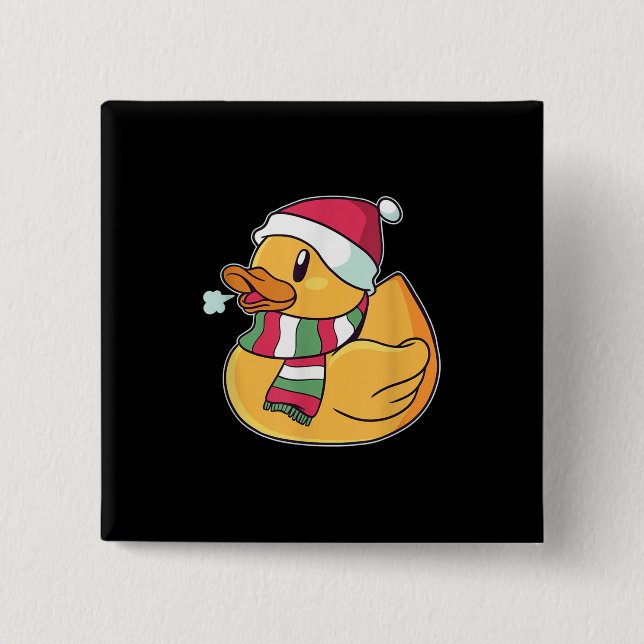 Cute Dub Duck Christmas 2 Inch Square Button (Front)