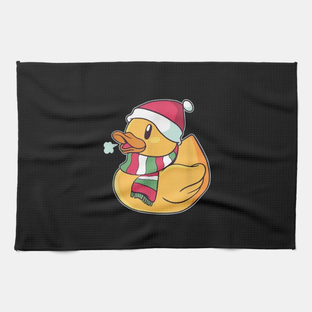 Cute Dub Duck Christmas Kitchen Towel (Horizontal)
